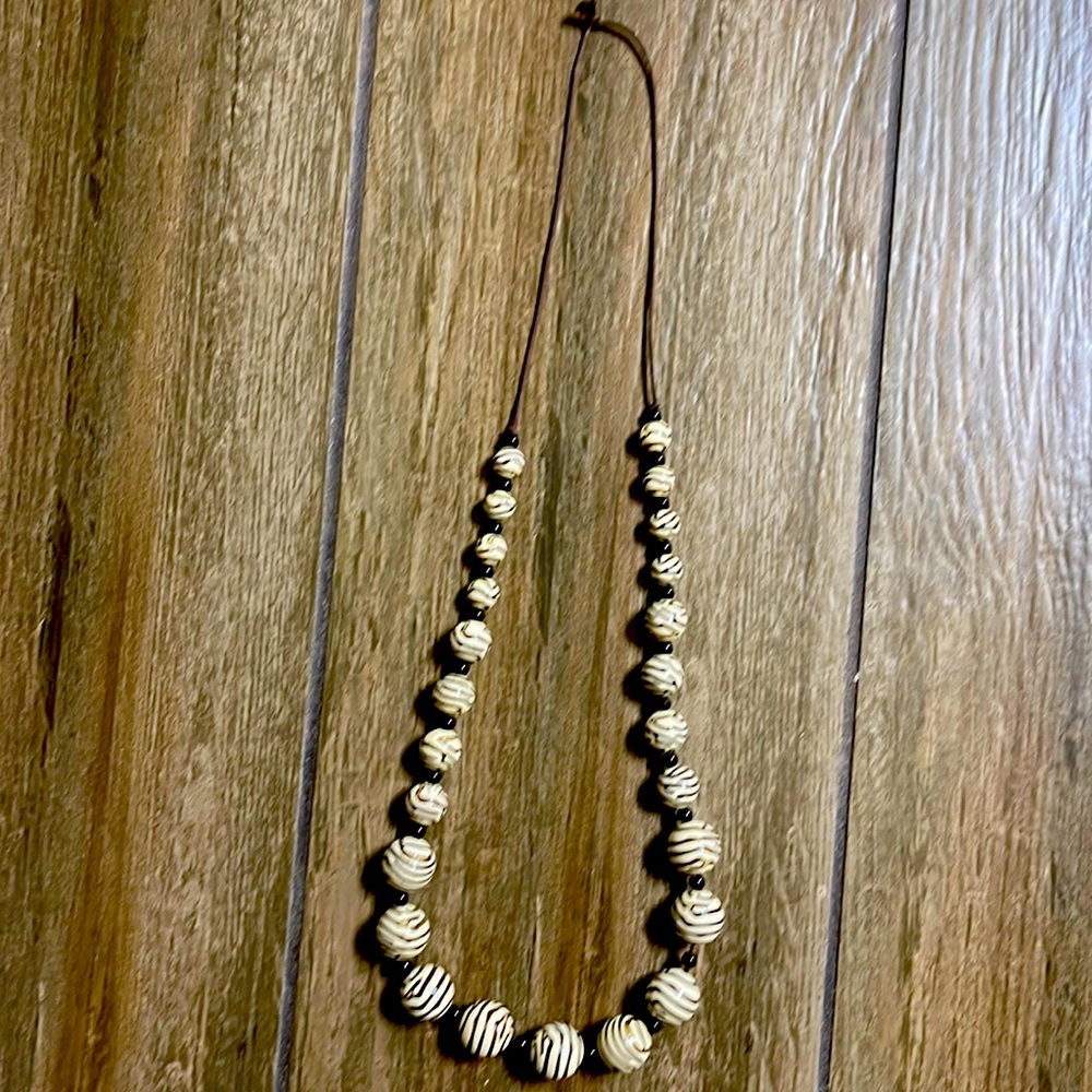 Zebra print beaded necklace